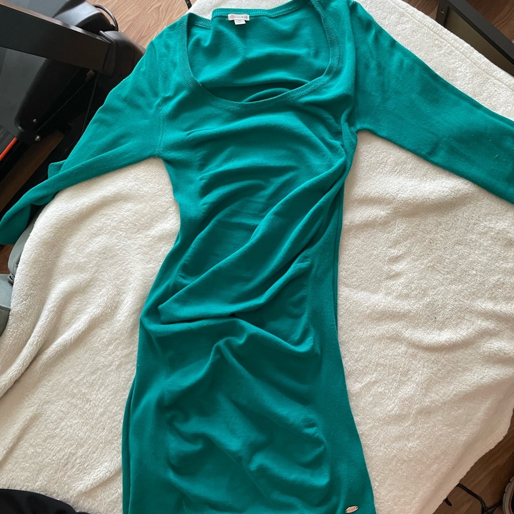 Teal colored lightweight sweater dress by guess size